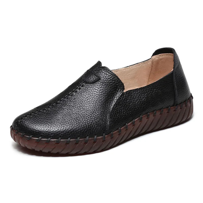 Lorilury Damen Leder Ballerinas – Handgefertigte Vintage Flats, Elegante Loafers und Moccasins für Freizeit & Alltag