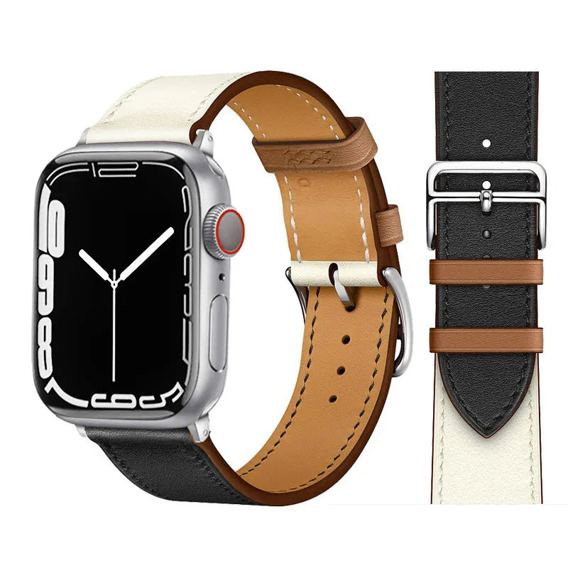 Echtes Lederarmband für Apple Watch – Hochwertiges iWatch Armband 38–49 mm für Series SE, 3–10 & Ultra mit Metallschließe