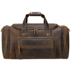 QINGWU Bolsas de cuero grandes para hombres – Vintage Weekender aus echtem Crazy Horse Rindsleder mit Schuhfach 