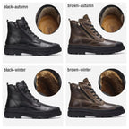 hecrafted Herren Winter Boots – Handgefertigte Retro Lederstiefel aus echtem Rindsleder, warme und bequeme Winter Schuhe