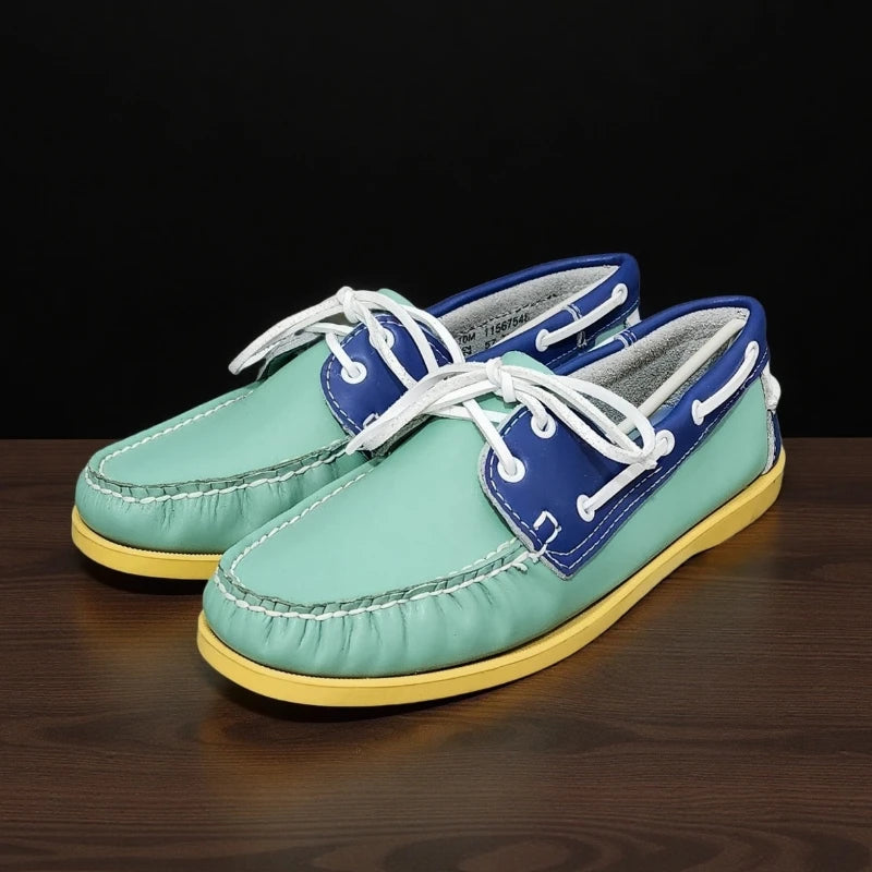 Klassische Herren Bootsschuhe aus echtem Leder – Handgefertigte Mokassins & Casual Loafer mit rutschfester Gummisohle