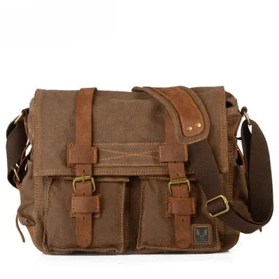 MUCHUAN Vintage Kamera Bag – Canvas & Echtleder, Single Shoulder Messenger Bag, Wasserdicht, SLR Fototasche