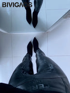 BIVIGAOS Legging en cuir pour femme avec lettres graffitis - Legging chaud en polaire taille haute, style gothique automobile pour l'hiver et l'hiver 