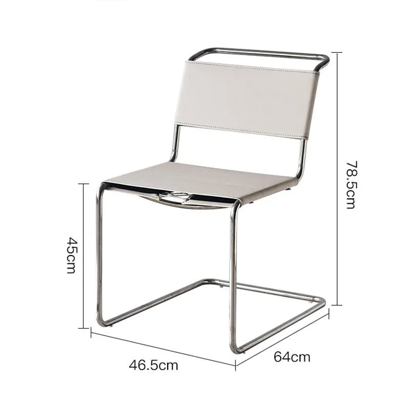 Nordischer Designer-Lederstuhl aus Sattelleder – Moderner Lounge- & Wohnzimmerstuhl mit Edelstahlgestell für Wohnraum, Hotel & Bar