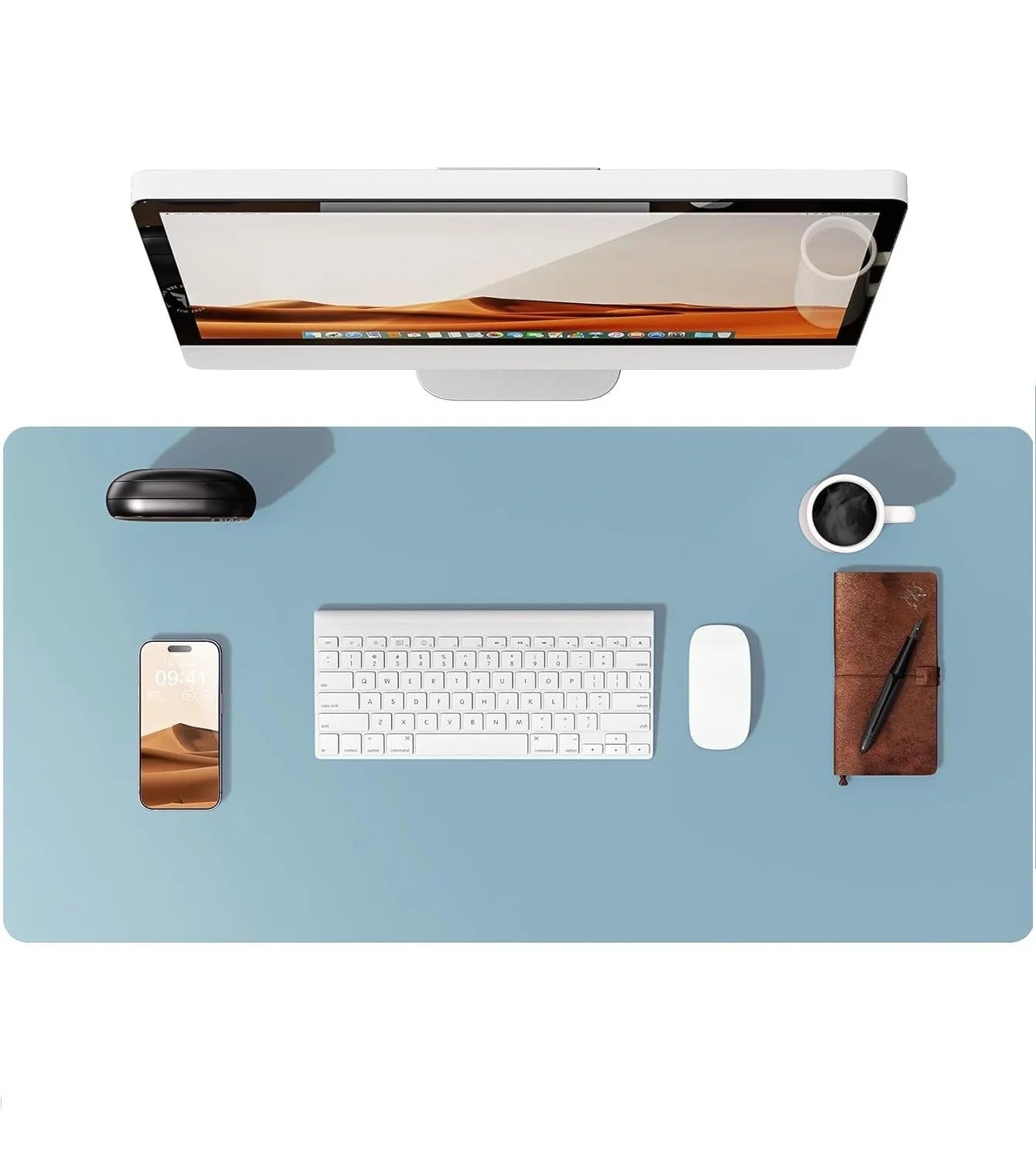 Großes Leder Schreibtischunterlage & Mousepad – Rutschfeste PU Leder Desk Mat als eleganter Tischschutz für Büro & Homeoffice