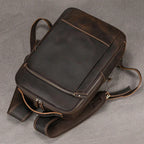 Vintage Herren Rucksack aus Crazy Horse Leder – Mochila retro para ordenador portátil más grande aus echtem Leder para viajes y negocios 