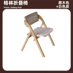 MOMO Retro Esszimmerstuhl aus Massivholz & Sattelleder – Klappbarer Designerstuhl im Wabi-Sabi Stil aus Eiche