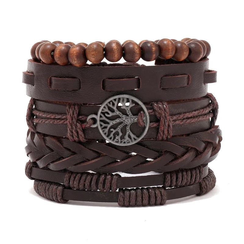 Viking Lederarmband mit Totenkopf – Verstellbares Herren- & Unisex Armband im Neo-Gothic Stil, Geflochtenes Lederarmband