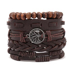 Viking Lederarmband mit Totenkopf – Verstellbares Herren- & Unisex Armband im Neo-Gothic Stil, Geflochtenes Lederarmband
