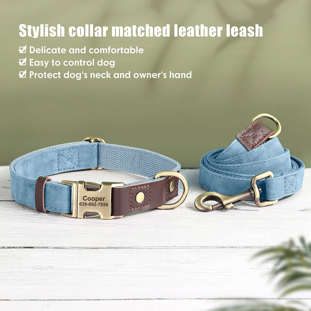 Personalisierbares Hundehalsband mit Leine aus PU-Leder – Robust, Verstellbar & Individuell Gestaltbar für Kleine und Große Hunde
