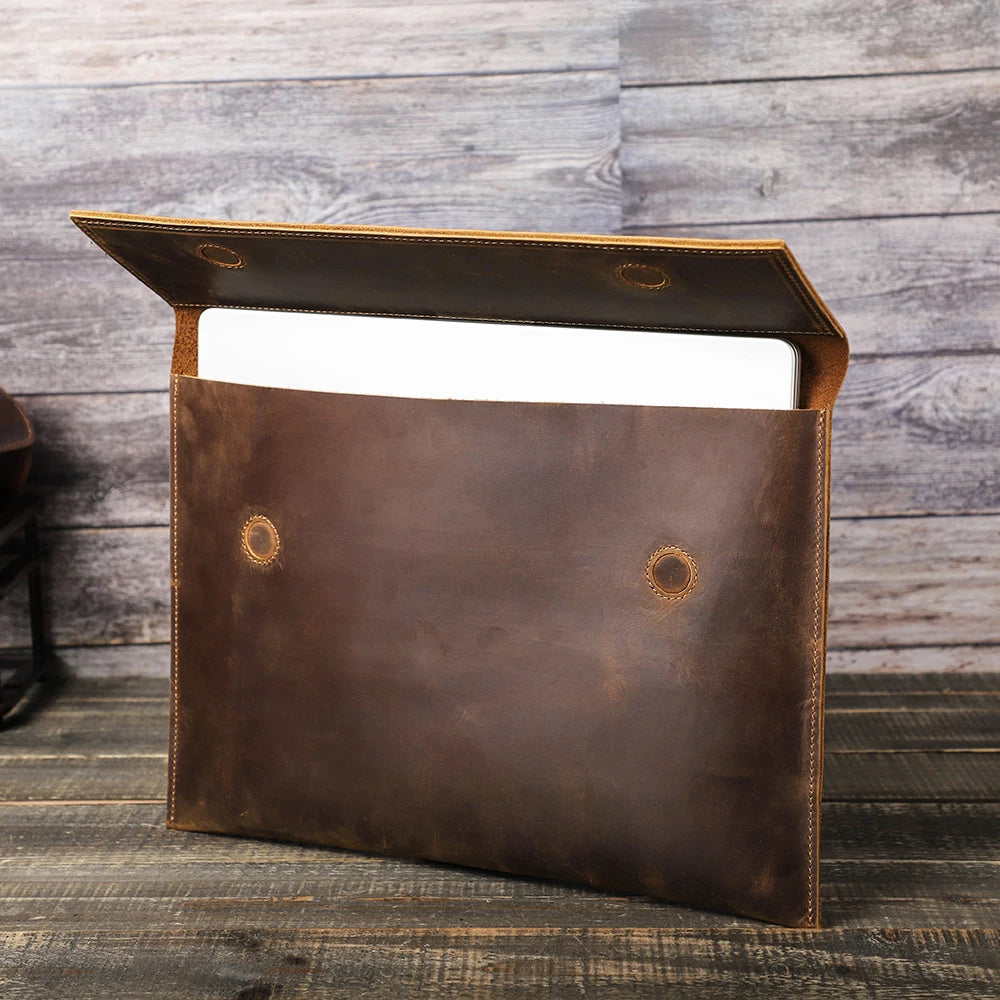 Echtes Leder MacBook Sleeve – Laptop-Hülle für MacBook Air 13 & MacBook Pro 14/15/16 Zoll, Unisex, Vintage-Stil