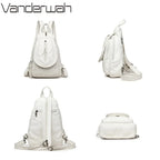 VANDERWAH Damen Rucksack Weiß – Kleiner PU Leder Rucksack mit mehreren Fächern, weich & vielseitig