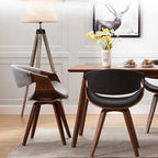 Esszimmerstuhl mit geschwungener Rückenlehne de mediados de siglo – Gepolsterter Armlehnenstuhl aus Stoff oder Kunstleder mit Holzbeinen, silla decorativa más moderna 