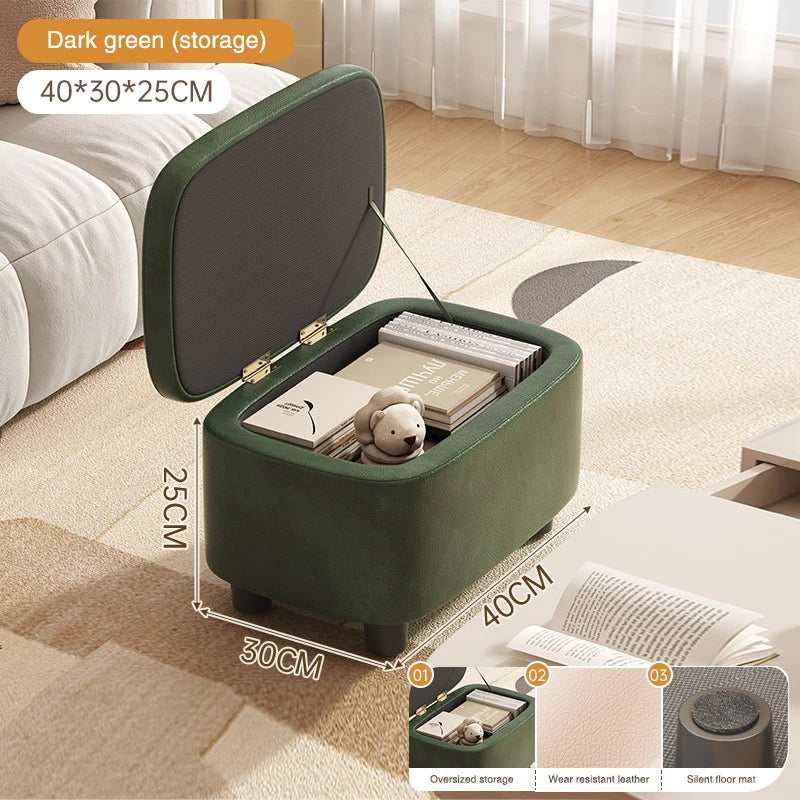 Multifunktionaler Leder Sitzhocker mit Stauraum – Moderner Organizer Ottoman für Wohnzimmer, Flur & Schlafzimmer