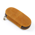 Vintage Crazy Horse Cuir Stifteetui 3er-Set – Ovales Pen Case mit Reißverschluss für Füllfederhalter &amp; Schreibgeräte