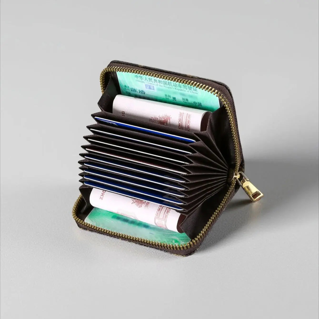 Potdemiel Damen Geldbörse aus PU-Leder – Kurze Wallet mit Reißverschluss, Minnie Karomuster &amp; Leoparden-Design, Kartenfächer in 3 Farben