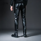 Herren Skinny Biker PU Lederhose – Slim Fit Motorrad-Hose aus Kunstleder für Club, Bühne &amp; Alltag (Ganzjahresmodell)