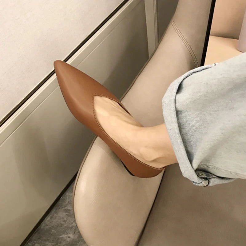 AIYUQI Damen Flats – Slip-On Pointed Toe Lederschuhe, bequeme Bootsschuhe aus echtem Leder, Frühling & Herbst, große Größen 34-44