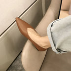 AIYUQI Damen Flats – Slip-On Pointed Toe Lederschuhe, bequeme Bootsschuhe aus echtem Leder, Frühling & Herbst, große Größen 34-44