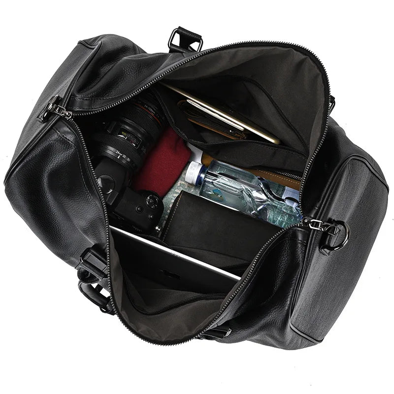 WANTING Sac de voyage en cuir 55 cm au Crazy Horse Rindsleder – Sac de voyage étanche pour hommes avec housse pour affaires et bagages 