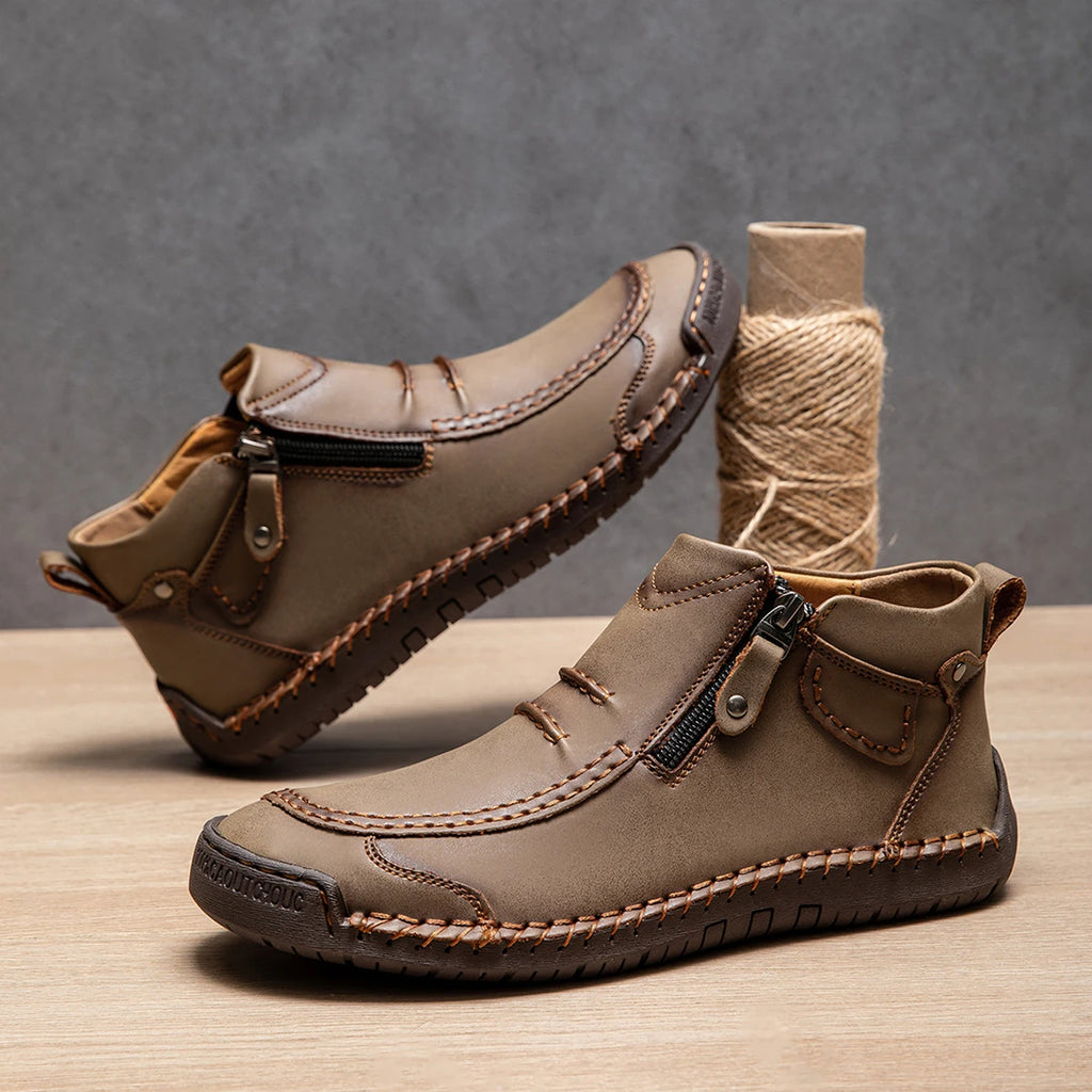 LETCOMFIT Hommes Cuir Stiefel – Herbst/Hiver Bottines, handgefertigt, atmungsaktiv, Outdoor Casual Schuhe, Plus Size