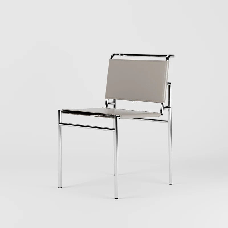 Nordischer Design-Esszimmerstuhl aus braunem Lederlook & Edelstahl – Moderner Luxus-Dining Chair für Küche & Esszimmer