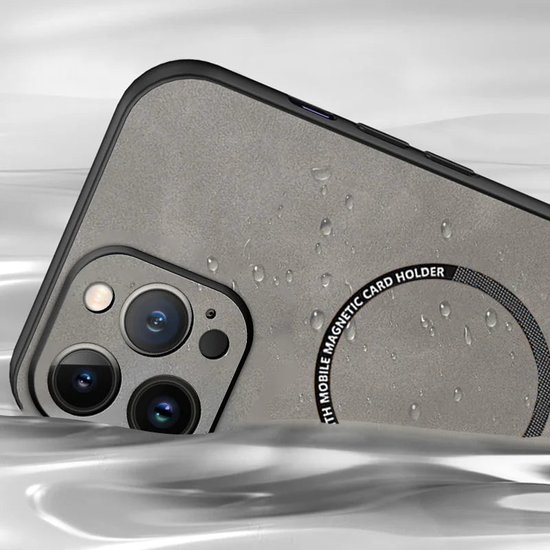 MagSafe Leder Case für iPhone – Vintage Schafsleder Hülle mit Magnetfunktion für iPhone 11 bis 15 Pro Max, Plus, XR & XS Max