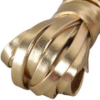 5 Meter DIY Lederband aus Rindsleder – Vierfach gefalteter PU-Lederstreifen mit goldfarbener Kettenoptik für Taschen, Gürtel & Schuhe