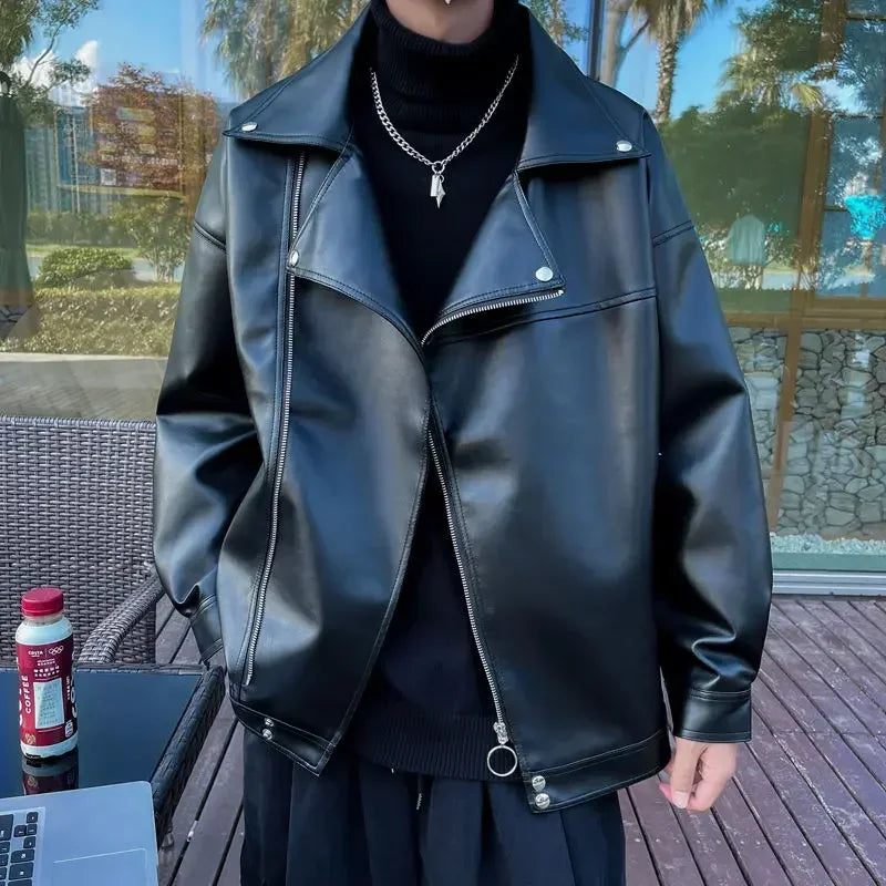 Herren Lederblazer 2025 im Korean Style – Moderner Designer Blazer mit Reißverschluss für Herbst & Winter