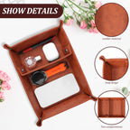 Faltbare PU Leder Ablageschale (Valet Tray) – Elegante organizador de escritorio y de noche para Schlüssel, Handy, Brille y accesorios 