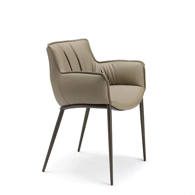 Luxuriöser Designer-Ledersessel für Wohnzimmer &amp; Schlafzimmer – Moderner Relax-Armchair mit Armlehnen aus Echtleder und Stahlrahmen