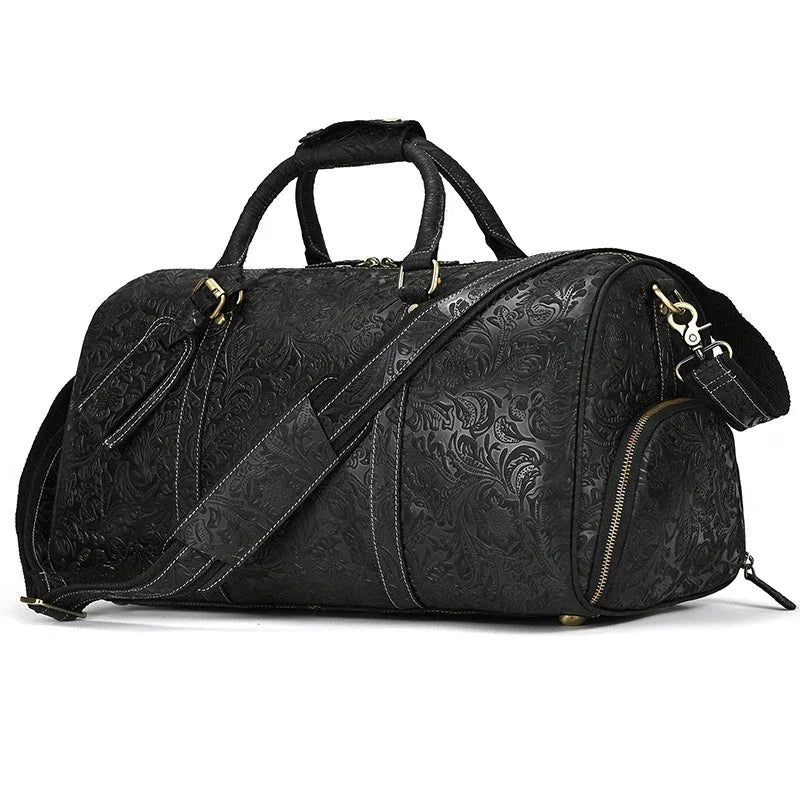 Vintage Reisetasche aus echtem Leder 52 cm - Große Crazy Horse Cowhide Travel Duffle mit Schultergurt, hochwertige Wochenendtasche für Herren 