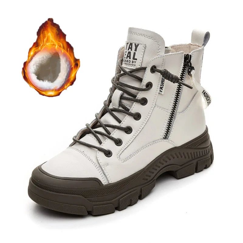 GKTINOO Botines para mujer con piel sintética – Modische Sneaker-Stiefel mit dicker Sohle &amp; Reißverschluss für Herbst &amp; Winter 