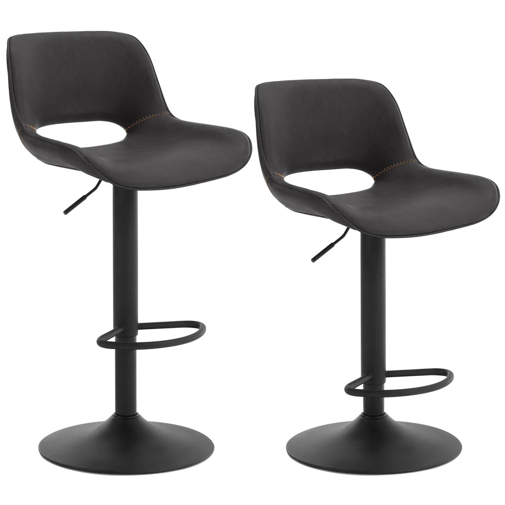 WOLTU 2er Set drehbare Barhocker – Höhenverstellbare Küchen- & Thekenstühle aus Vintage-Kunstleder mit Rückenlehne