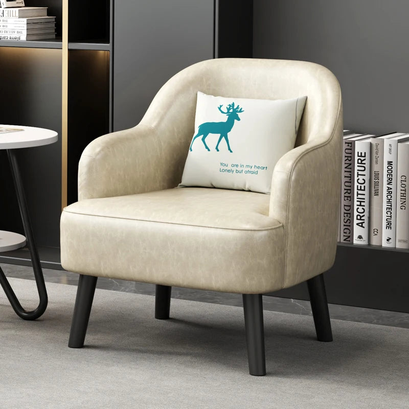 Moderner Lounge-Sessel aus Kunstleder – Bequemer Einzelsessel für Wohnzimmer, Schlafzimmer & Büro, kompakter Relax- & Accent Chair