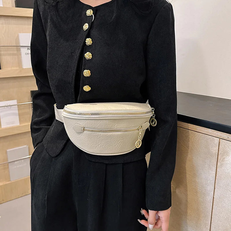 Damen PU Leder Hüfttasche – Fanny Pack, Crossbody & Chest Bag mit Handyfach, Verstellbarer Schultergurt