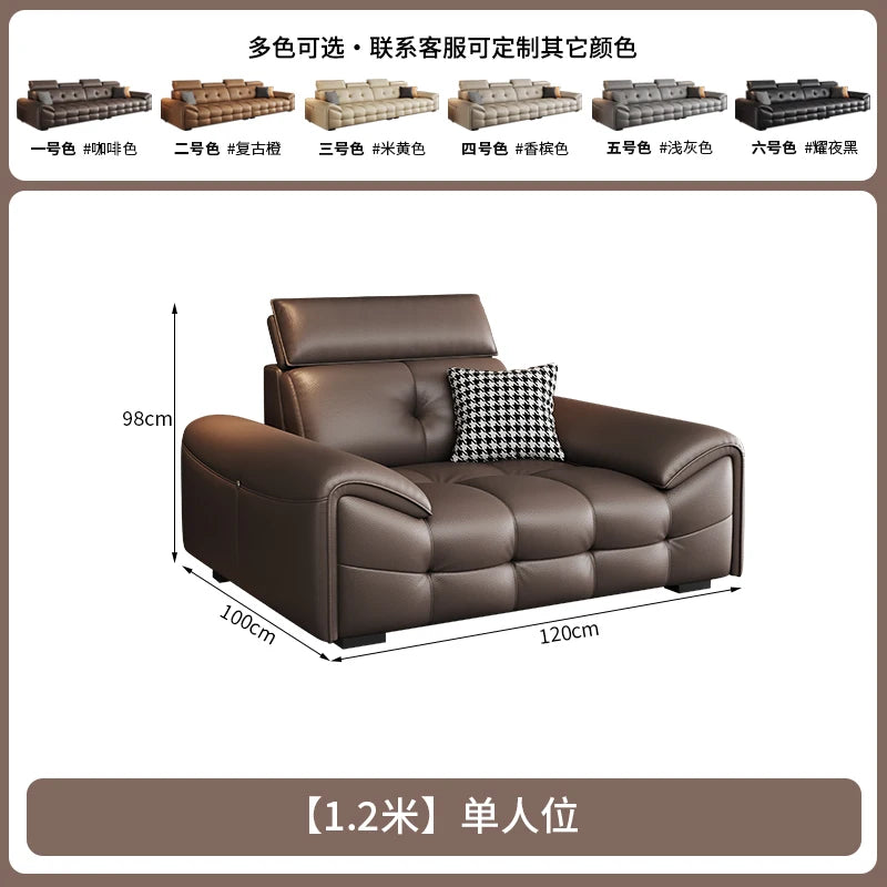 Italienisches modernes Ledersofa für das Wohnzimmer – Minimalistisches Relax Sofa aus echtem Leder mit Latex-Polsterung
