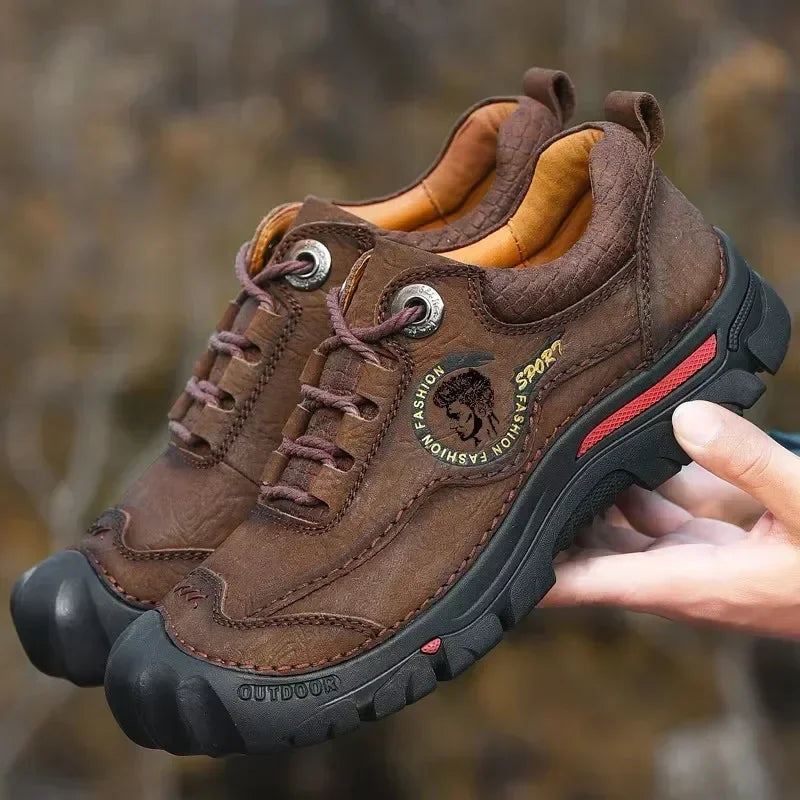 HNZPXW Herren Leder Sneaker – Atmungsaktive Sportschuhe für Alltag, Outdoor, Wandern & Reisen
