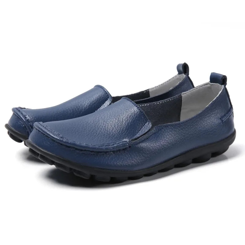 HAJINK Damen Flats 2024 – Weiche Slip-On Loafers aus echtem Leder, elegante Moccasins für Alltag & Freizeit, Plus Size