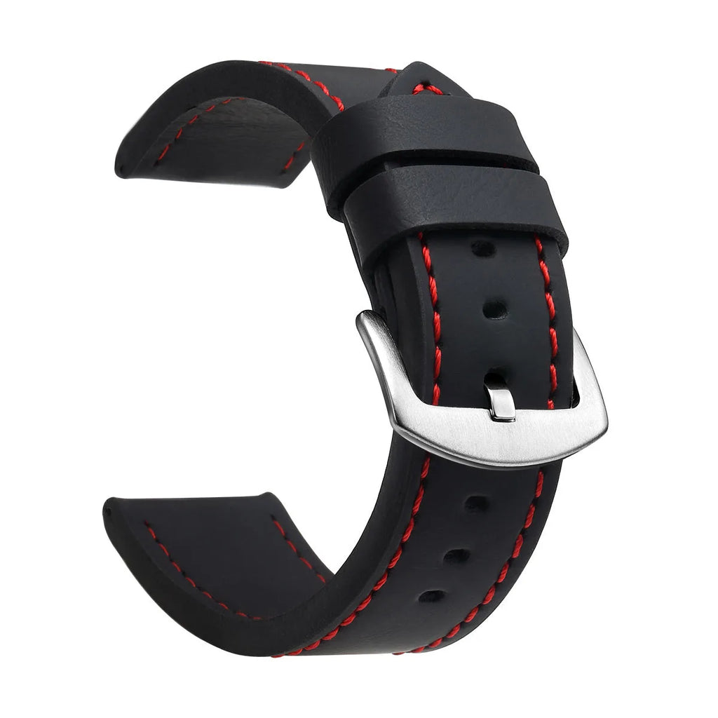 SAMCO Sport Vintage Leder-Uhrenarmband mit Edelstahlschließe - Correa de reloj clásica 18 / 20 / 22 / 24 mm para brazaletes