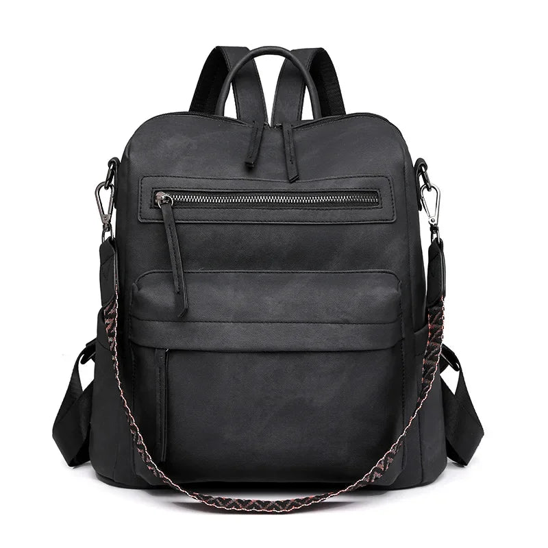 Großer Damen Laptop Rucksack aus wasserfestem PU-Leder – Anti-Diebstahl Retro Backpack mit extra viel Stauraum (36–55 L)