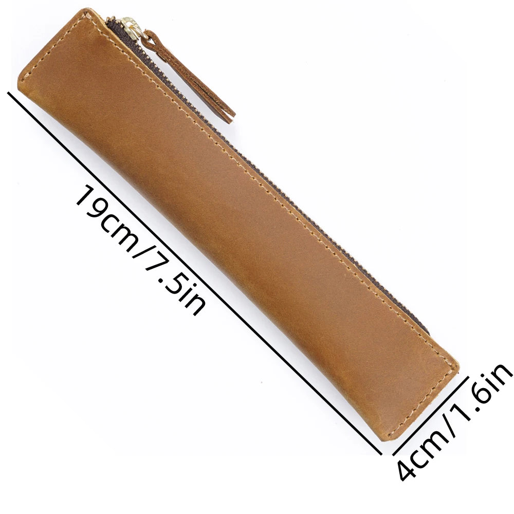 Mini Stifteetui en véritable cuir – Handgefertigter Leder-Organizer für Büro, Schule &amp; Reisen