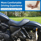 Schwarzer Motorrad Solo-Fahrersitz aus PU-Leder – Coussin de siège avant pour Harley-Davidson Sportster XL 883 / 1200 / 48 / 72 (2004–2015) 