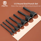 WUTA Basic Series Lederstanzen Set 5–11 tlg. – Halbmond- & Eckenstanzer aus Carbonstahl für Gürtel, Taschen & Riemenenden