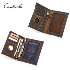 CONTACT’S Echtleder Reise-Geldbörse – Passport Wallet mit Kartenfächern, Münzfach und AirTag-Slot für Männer & Frauen