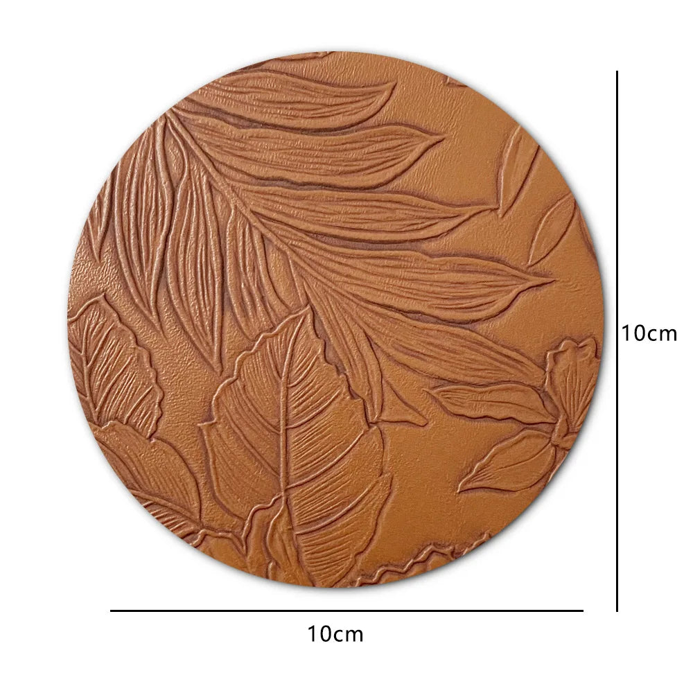 Runder Leder Untersetzer – Rutschfest, hitzeisolierend & wasserdicht im Light-Luxury Design für Büro & Couchtisch