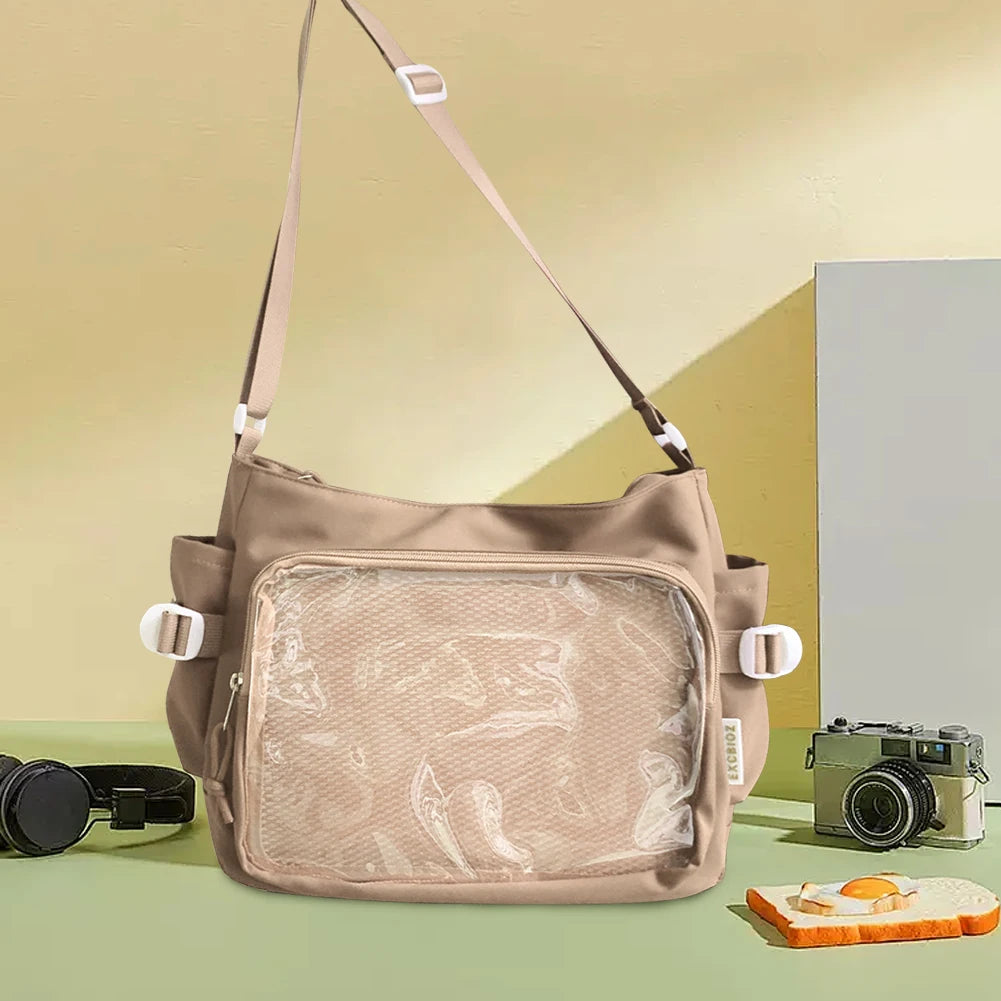Sac Ita pour femme au style japonais – Sac à dos avec fenêtre claire, multi-poches et sacs de rangement