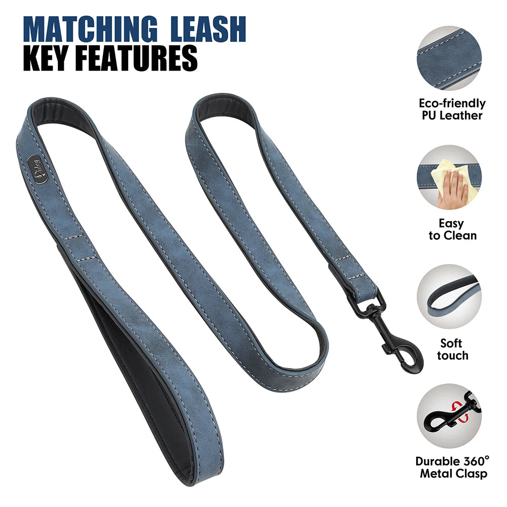 Hochwertiges personalisiertes Hundehalsband-Set aus PU-Leder – Gravur, Komfort & maximale Sicherheit