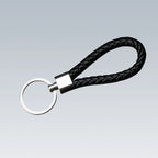 Trendiger DIY Leder-Schlüsselanhänger mit geflochtenem Seil – Anti-Verlust Keychain for Auto &amp; Motorrad, schlichter Keyring mit Metallring in Schwarz 