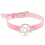 Collier ras du cou punk en cuir et strass – Collier gothique rose avec boucles d'oreilles pour hommes et femmes dans le style Harajuku